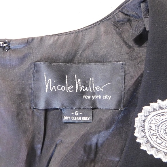 Nicole Miller Black and White Print Lined Dress - Picture 4 of 4